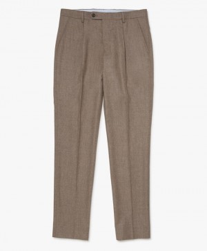 Beige Brooks Brothers Wool-Blend Men Trousers | KNE-853967