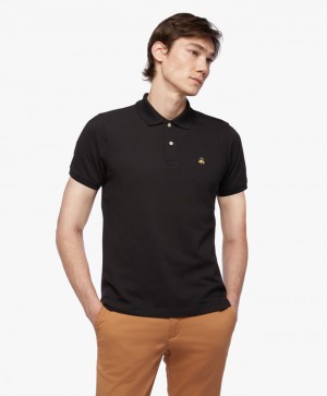 Black Brooks Brothers Golden Fleece Slim Fit Stretch Supima Men Polo | JML-708319