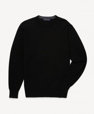 Black Brooks Brothers Merino Wool Crew-Neck Men Sweaters | KND-176495