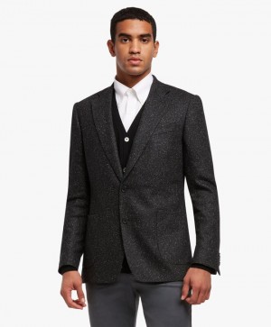 Black Brooks Brothers Stretch Virgin Wool and Silk-Blend Sport Men Blazers | SIX-809654