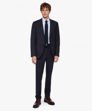 Black Brooks Brothers Wool-Blend Men Suits | IXR-138456