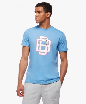 Blue Brooks Brothers Graphic Men T-shirts | SAD-169302