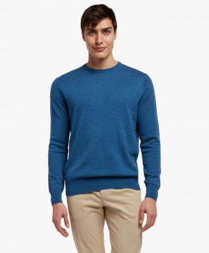 Blue Brooks Brothers Lambswool Crew-Neck Men Sweaters | ZGJ-950871