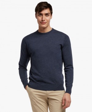 Blue Brooks Brothers Merino Wool Crew-Neck Men Sweaters | HEQ-435178