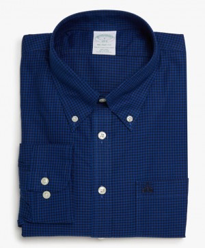 Blue Brooks Brothers Milano Slim-fit Non-iron, Oxford, Button-Down Collar Men Shirts | MJH-451908