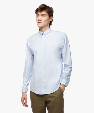 Blue Brooks Brothers Regent Regular-fit Non-iron, Oxford Stretch, Button-Down Collar Men Shirts | HWR-561207