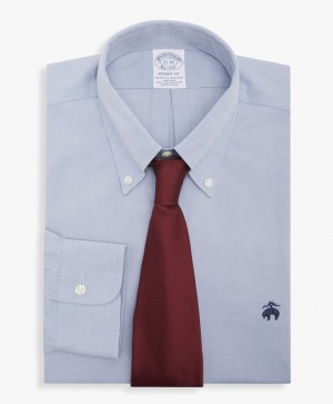 Blue Brooks Brothers Regular Fit Blue Non-Iron Ainsley Button Down Men Shirts | QCD-512470