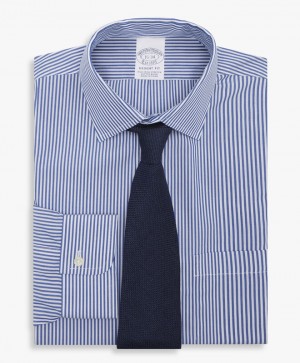 Blue Brooks Brothers Regular Fit Blue Non-Iron Ainsley Collar Men Shirts | FZU-031582