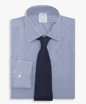 Blue Brooks Brothers Slim Fit Blue Non-Iron Ainsley Collar Men Shirts | IQR-583096