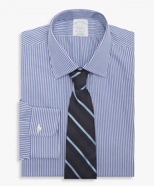 Blue Brooks Brothers Slim Fit Blue Non-Iron Ainsley Collar Men Shirts | XRU-927543