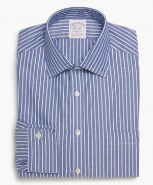 Blue Brooks Brothers Soho Extra-slim Fit Non-iron, Dobby, Ainsley Collar Men Shirts | FVD-703514