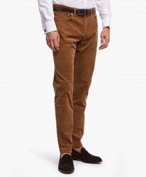 Brown Brooks Brothers Milano Slim-Fit, Corduroy Men Casual Pants | HRT-956720