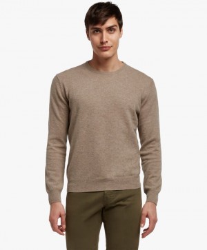 Brown Brooks Brothers Wool and Cashmere Crew-Neck Men Sweaters | KJQ-592130