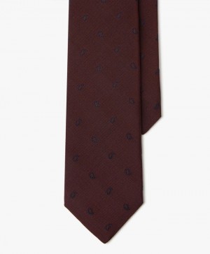 Burgundy Brooks Brothers Silk Paisley Men Ties | FIC-354819