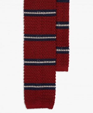 Burgundy Brooks Brothers Striped Knitted Men Ties | NZD-095618