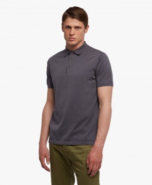 Dark Grey Brooks Brothers Cotton Men Polo | OMG-169043