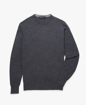 Dark Grey Brooks Brothers Merino Wool Crew-Neck Men Sweaters | PWY-410852