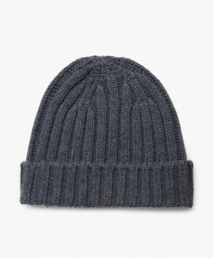 Dark Grey Brooks Brothers Merino Wool Men Beanie | FBX-380169