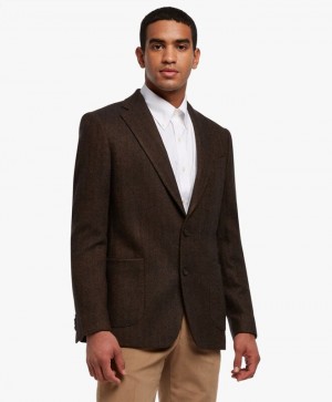 Dark Khaki Brooks Brothers Silk and Cashmere-Blend Sport Men Blazers | MYT-365178