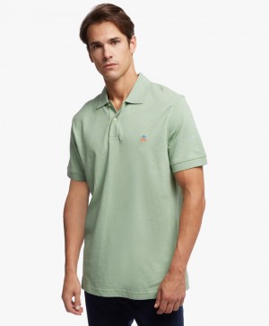 Green Brooks Brothers Slim-fit Sleeves Pique Men Polo | UKQ-860394