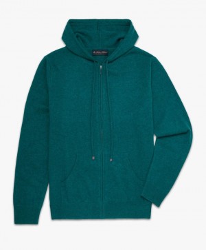 Green Brooks Brothers Wool and Cashmere Men Hoodie | PMX-041329