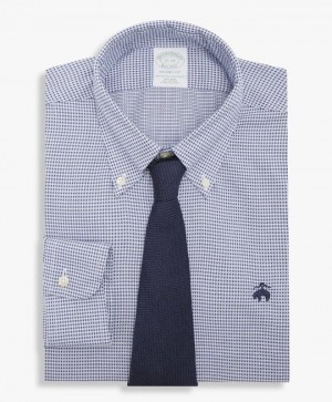 Grey Brooks Brothers Slim Fit Blue Non-Iron Button Down Men Shirts | HCE-607432