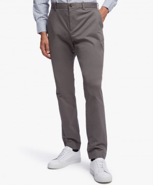 Grey Brooks Brothers Soho Extra-slim Fit Twill Washed Chino Men Casual Pants | JVA-754813