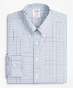 Grey Brooks Brothers Soho Extra-slim Fit Non-iron, Pinpoint Button-Down Collar Men Shirts | CKN-410567