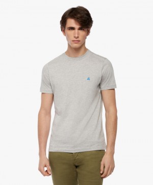 Grey Brooks Brothers Washed Supima Cotton Logo Crewneck Men T-shirts | NLC-324869