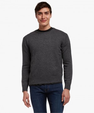 Grey Brooks Brothers Wool and Cashmere Crew-Neck Men Sweaters | PIX-365091