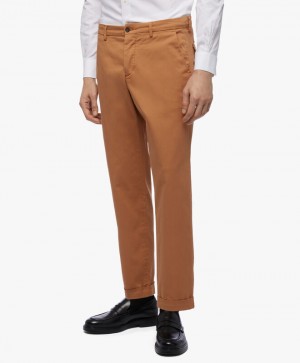 Khaki Brooks Brothers Stretch Cotton Chinos Men Casual Pants | GHT-372450