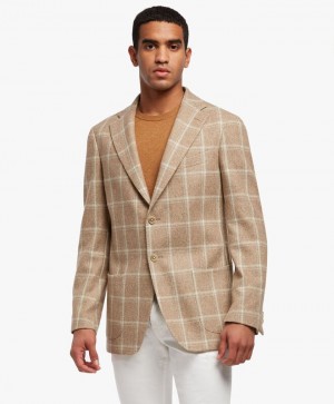 Khaki Brooks Brothers Virgin Wool and Cashmere-Blend Sport Men Blazers | QWU-452918