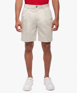 Light Beige Brooks Brothers Stretch Pleat Front Men Shorts | FNB-034815