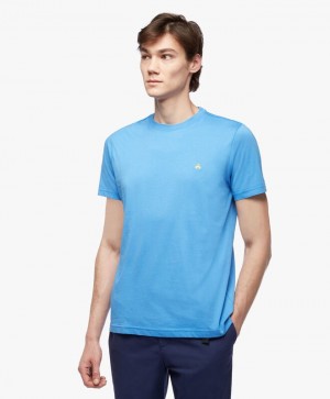 Light Blue Brooks Brothers Washed Supima Cotton Logo Crewneck Men T-shirts | WMX-386597