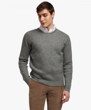 Light Grey Brooks Brothers Ribbed Wool and Cashmere Men Sweaters | XPU-537160