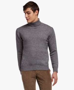 Light Grey Brooks Brothers Wool and Cashmere Turtleneck Men Sweaters | VAE-894102