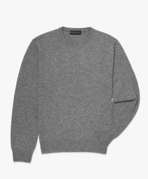 Light Grey Brooks Brothers Wool and Cashmere Crew-Neck Men Sweaters | SRE-893210