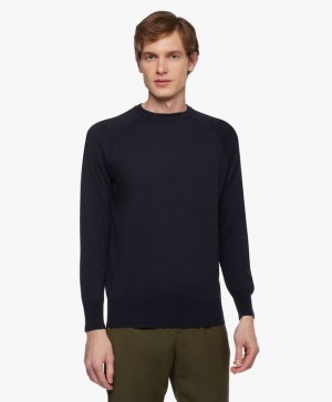 Navy Brooks Brothers Cotton and Cashmere Men Sweatshirts | VAJ-938172