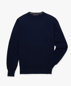 Navy Brooks Brothers Merino Wool Crew-Neck Men Sweaters | BOF-451623