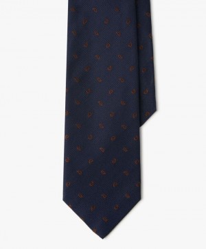 Navy Brooks Brothers Silk Paisley Men Ties | GZO-872403