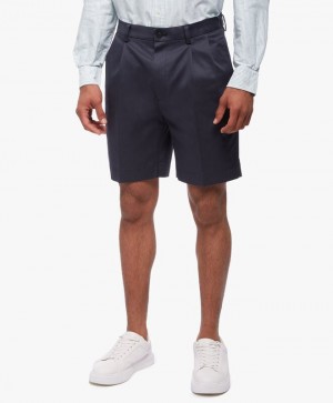 Navy Brooks Brothers Stretch Pleat Front Men Shorts | XEK-845963