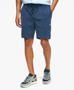 Navy Brooks Brothers Stretch Sueded Cotton Jersey Sweats Men Shorts | HWN-602897