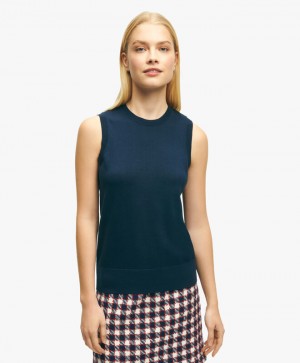 Navy Brooks Brothers Supima Cotton Jersey Shell Women Sweaters | JPS-126537