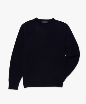 Navy Brooks Brothers Wool and Cashmere Crew-Neck Men Sweaters | TVX-812437