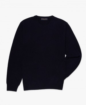 Navy Brooks Brothers Wool and Cashmere Crew-Neck Men Sweaters | CQX-871569