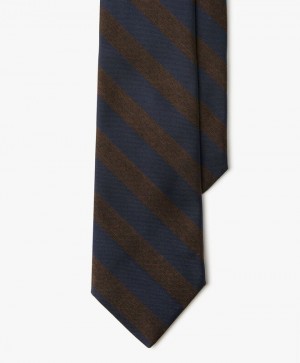 Navy / Brown Brooks Brothers Silk Regimental Men Ties | PFW-475210