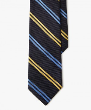 Navy / Yellow Brooks Brothers Silk Regimental Men Ties | IWB-138279