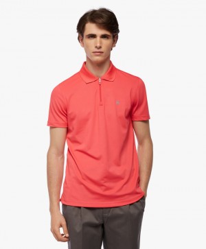 Pink Brooks Brothers Performance Zip Men Polo | GIS-658437