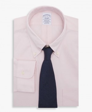 Pink Brooks Brothers Regular Fit Pastel Pink Non-Iron Pinpoint Button Down Men Shirts | FBA-052683