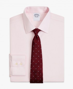 Pink Brooks Brothers Regular Fit Pastel Pink Non-Iron Twill Ainsley Collar Men Shirts | ILY-918730